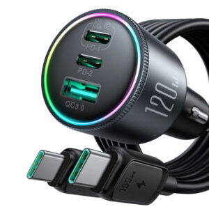 Joyroom 120W 3-in-1 Fast Automotive Charger with 100W USB-C Cable