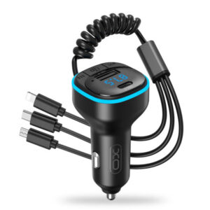 XO Bluetooth FM Transmitter with USB, USB-C, Lightning, and Micro USB Charging Ports